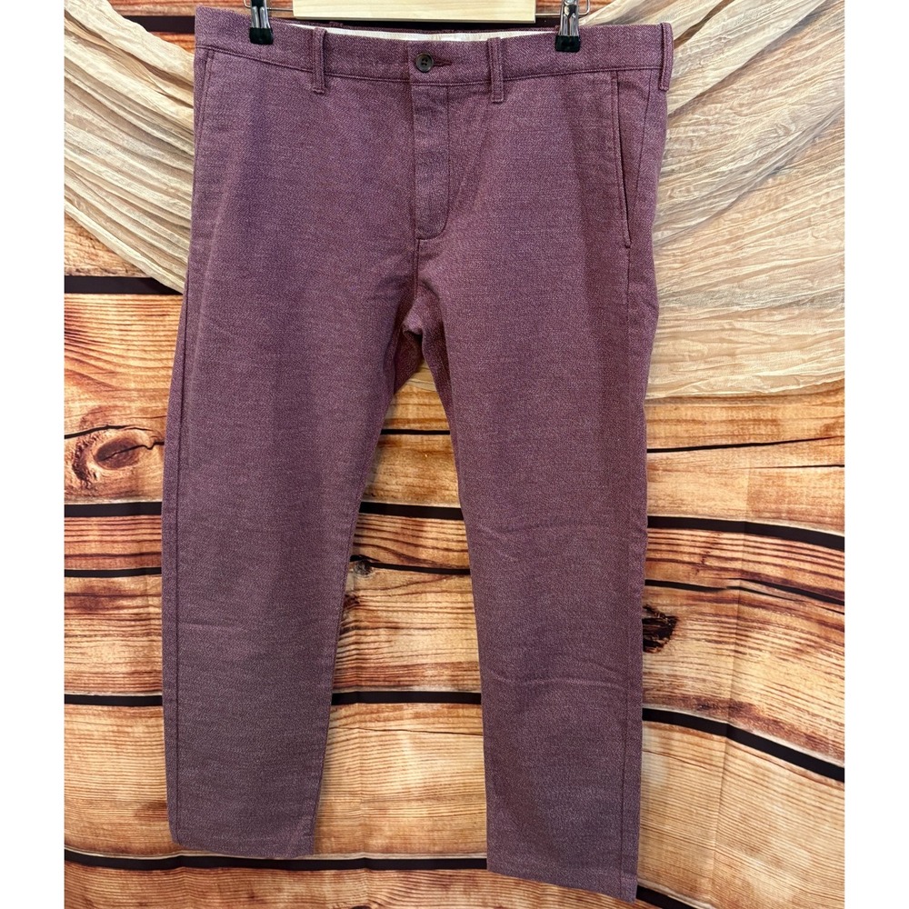 J.Crew Flex Womens Slim Straight Leg Twill Burgandy Pant Sz 34X34 NWT